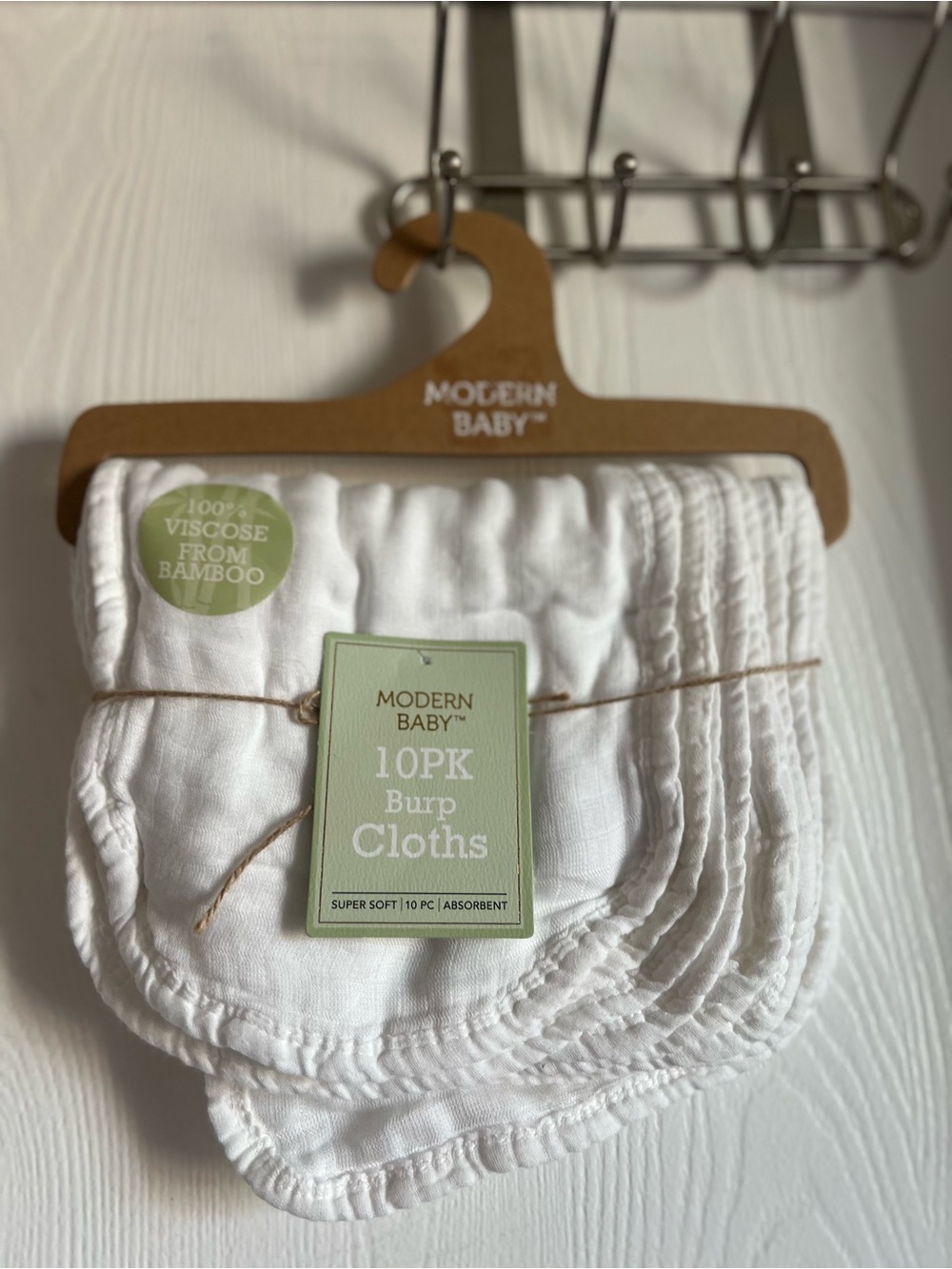 Modern Baby 10 pack White Burp Cloths 100% Viscose Bamboo Soft Modern NWT